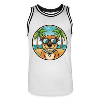 Majestätische Baumhund Hunderasse Cartoon Sonnenbrille - Männer Basketball-Trikot - Weiß/Schwarz - Vorne - AI Model Male 185 dark (185cm)