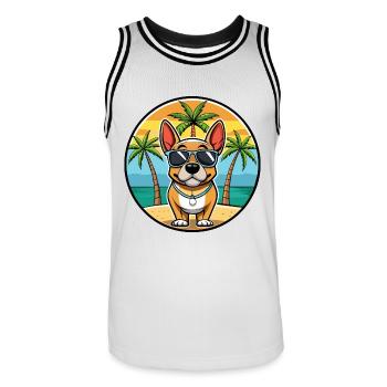 Grand Anglo Français Hunderasse Cartoon Sonnenbrille - Männer Basketball-Trikot - Weiß/Schwarz - Vorne - AI Model Male 185 dark (185cm)