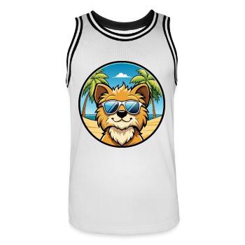Lowchen Petit Lion Chien Race Dessin Animé Lunettes de Soleil - Maillot de basket Homme - blanc/noir - Devant - AI Model Male 185 dark (185cm)