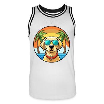 Labrador Retriever Hunderasse Cartoon Sonnenbrille - Männer Basketball-Trikot - Weiß/Schwarz - Vorne - AI Model Male 185 dark (185cm)