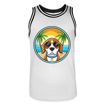 Kerry Beagle Hunderasse Cartoon Sonnenbrille Strand - Männer Basketball-Trikot - Weiß/Schwarz - Vorne - AI Model Male 185 dark (185cm)