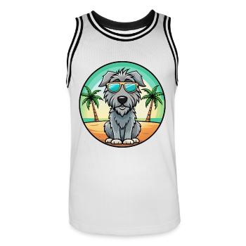 Irischer Wolfshund Hunderasse Cartoon Sonnenbrille Strand - Männer Basketball-Trikot - Weiß/Schwarz - Vorne - AI Model Male 185 dark (185cm)