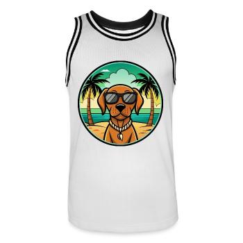 Ungarische Vizsla Hunderasse Cartoon Sonnenbrille Strand - Männer Basketball-Trikot - Weiß/Schwarz - Vorne - AI Model Male 185 dark (185cm)