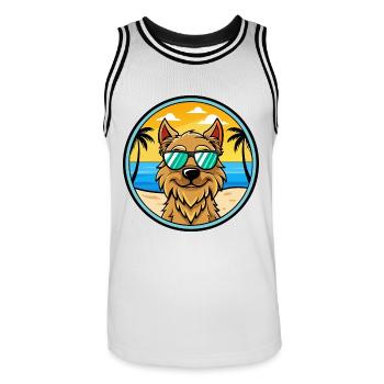 Griffon Nivernais Hunderasse Cartoon Sonnenbrille Strand - Männer Basketball-Trikot - Weiß/Schwarz - Vorne - AI Model Male 185 dark (185cm)