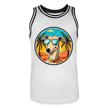 Windhund Hund Rasse Cartoon Sonnenbrille Strand - Männer Basketball-Trikot - Weiß/Schwarz - Vorne - AI Model Male 185 dark (185cm)