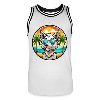 Grand Griffon Vendeen Hunderasse Cartoon Sonnenbrille - Männer Basketball-Trikot - Weiß/Schwarz - Vorne - AI Model Male 185 dark (185cm)