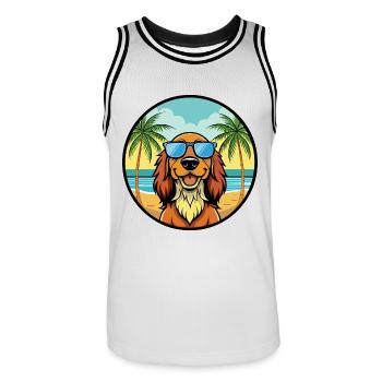 Gordon Setter Hunderasse Cartoon Sonnenbrille Strand - Männer Basketball-Trikot - Weiß/Schwarz - Vorne - AI Model Male 185 dark (185cm)