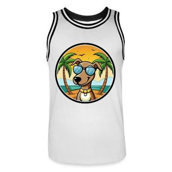 Hannover Laufhund Hunderasse Cartoon Sonnenbrille Strand - Männer Basketball-Trikot - Weiß/Schwarz - Vorne - AI Model Male 185 dark (185cm)