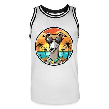 Galgo Español Hunderasse Cartoon Sonnenbrille Strand - Männer Basketball-Trikot - Weiß/Schwarz - Vorne - AI Model Male 185 dark (185cm)