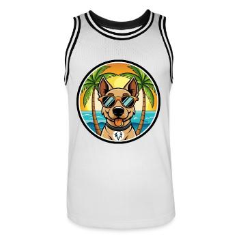 Deutscher Jagdterrier Hunderasse Cartoon Beach - Männer Basketball-Trikot - Weiß/Schwarz - Vorne - AI Model Male 185 dark (185cm)