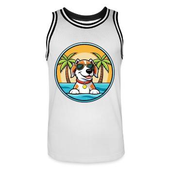 Estnischer Windhund Rasse Cartoon Sonnenbrille Strand - Männer Basketball-Trikot - Weiß/Schwarz - Vorne - AI Model Male 185 dark (185cm)