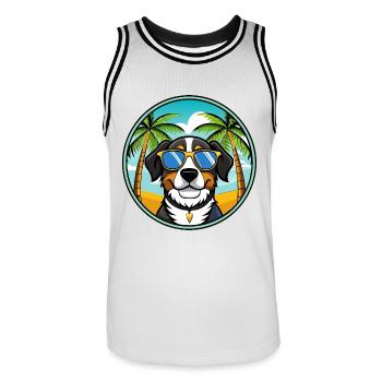 Entlebucher Sennenhund Rasse Cartoon Sonnenbrille - Männer Basketball-Trikot - Weiß/Schwarz - Vorne - AI Model Male 185 dark (185cm)