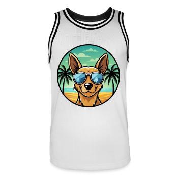 Englische Spielzeug Terrier Hund Rasse Cartoon Sonnenbrille - Männer Basketball-Trikot - Weiß/Schwarz - Vorne - AI Model Male 185 dark (185cm)