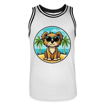 Englische Spielzeug Spaniel Hund Rasse Cartoon Sonnenbrille - Männer Basketball-Trikot - Weiß/Schwarz - Vorne - AI Model Male 185 dark (185cm)