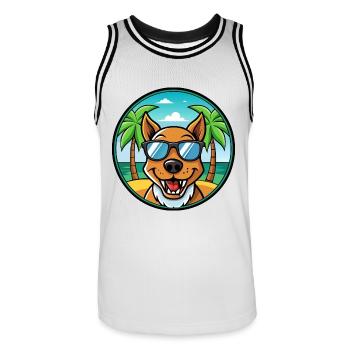 Drever Hunderasse Cartoon Sonnenbrille Strand - Männer Basketball-Trikot - Weiß/Schwarz - Vorne - AI Model Male 185 dark (185cm)
