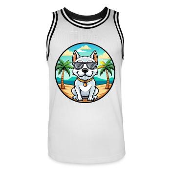 Dogue Argentino Chien Race Dessin Animé Lunettes De Soleil Plage - Maillot de basket Homme - blanc/noir - Devant - AI Model Male 185 dark (185cm)