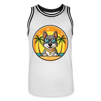 Tschechoslowakische Vlcak Hunderasse Cartoon Sonnenbrille - Männer Basketball-Trikot - Weiß/Schwarz - Vorne - AI Model Male 185 dark (185cm)