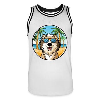 Kroatische Schäferhundrasse Cartoon Sonnenbrille Strand - Männer Basketball-Trikot - Weiß/Schwarz - Vorne - AI Model Male 185 dark (185cm)