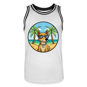Kretischer Hund Hund Rasse Cartoon Sonnenbrille Strand - Männer Basketball-Trikot - Weiß/Schwarz - Vorne - AI Model Male 185 dark (185cm)