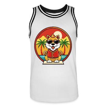 Chinesische kaiserliche Hunderasse Cartoon Sonnenbrille Strand - Männer Basketball-Trikot - Weiß/Schwarz - Vorne - AI Model Male 185 dark (185cm)