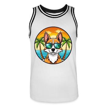 Chilenische Foxterrier Hunderasse Cartoon Sonnenbrille - Männer Basketball-Trikot - Weiß/Schwarz - Vorne - AI Model Male 185 dark (185cm)