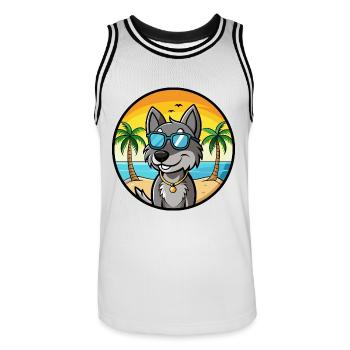 Cesky Fousek Hunderasse Cartoon Sonnenbrille Strand - Männer Basketball-Trikot - Weiß/Schwarz - Vorne - AI Model Male 185 dark (185cm)