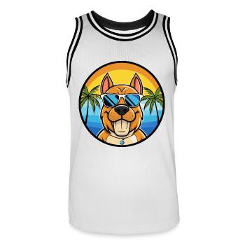 Kanarische Warren Hound Hunderasse Cartoon Sonnenbrille - Männer Basketball-Trikot - Weiß/Schwarz - Vorne - AI Model Male 185 dark (185cm)