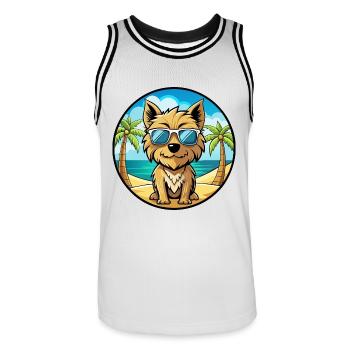 Cairn Terrier Hund Rasse Cartoon Sonnenbrille Strand - Männer Basketball-Trikot - Weiß/Schwarz - Vorne - AI Model Male 185 dark (185cm)