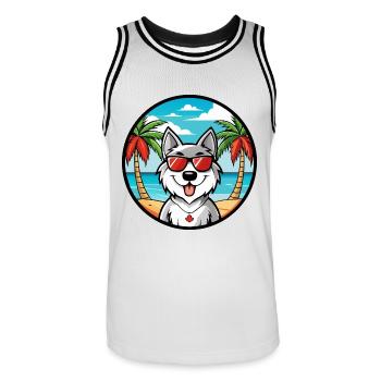 Canadian Eskimo Dog Breed Cartoon Sunglasses Beach - Men's Basketball Jersey - white/black - Front - AI Model Male 185 dark (185cm)