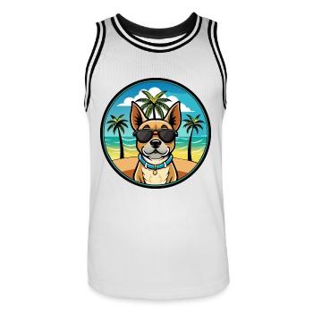 Braque Du Bourbonnais Hunderasse Cartoon Sonnenbrille - Männer Basketball-Trikot - Weiß/Schwarz - Vorne - AI Model Male 185 dark (185cm)