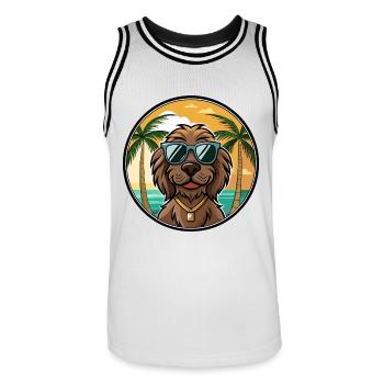 Boykin Spaniel Chien Race Dessin Animé Lunettes De Soleil Plage - Maillot de basket Homme - blanc/noir - Devant - AI Model Male 185 dark (185cm)