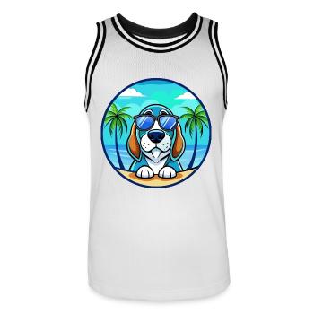 Lunettes de soleil de dessin animé Blue Gascony Basset Dog Breed - Maillot de basket Homme - blanc/noir - Devant - AI Model Male 185 dark (185cm)