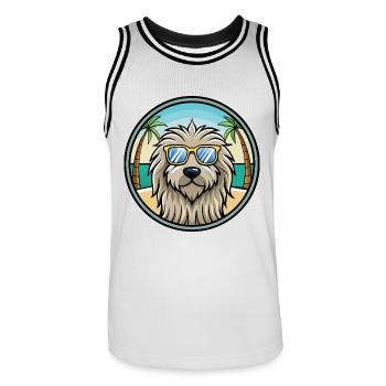 Bergamasco Chien Race Dessin Animé Lunettes De Soleil Plage - Maillot de basket Homme - blanc/noir - Devant - AI Model Male 185 dark (185cm)