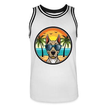 Belgian Pointer Dog Breed Cartoon Sunglasses Beach - Men's Basketball Jersey - white/black - Front - AI Model Male 185 dark (185cm)