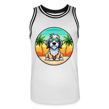 Basset Griffon Vendéen Hunderasse Cartoon Beach - Männer Basketball-Trikot - Weiß/Schwarz - Vorne - AI Model Male 185 dark (185cm)