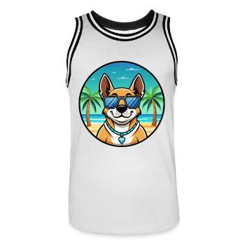 Australian Cattle Dog Rasse Cartoon Sonnenbrille Strand - Männer Basketball-Trikot - Weiß/Schwarz - Vorne - AI Model Male 185 dark (185cm)