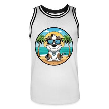 Argentino Chien Race Dessin Animé Lunettes De Soleil Plage - Maillot de basket Homme - blanc/noir - Devant - AI Model Male 185 dark (185cm)