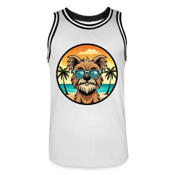 Affenpinscher chien race dessin animé lunettes de soleil plage - Maillot de basket Homme - blanc/noir - Devant - AI Model Male 185 dark (185cm)