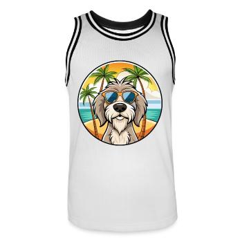 Spinone Italiano Hunderasse Cartoon Sonnenbrille Strand - Männer Basketball-Trikot - Weiß/Schwarz - Vorne - AI Model Male 185 dark (185cm)