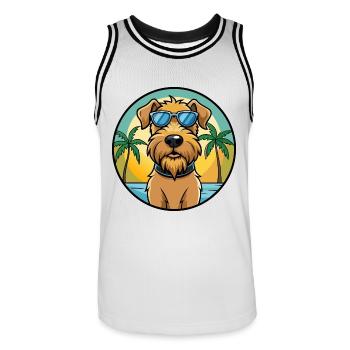 Weich beschichtete Wheaten Terrier Hunderasse Karikatur - Männer Basketball-Trikot - Weiß/Schwarz - Vorne - AI Model Male 185 dark (185cm)