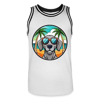 Braque de Weimar Race Chien Dessin Animé Lunettes De Soleil Plage - Maillot de basket Homme - blanc/noir - Devant - AI Model Male 185 dark (185cm)