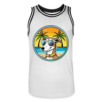 Whippet Hund Rasse Cartoon Sonnenbrille Strand - Männer Basketball-Trikot - Weiß/Schwarz - Vorne - AI Model Male 185 dark (185cm)