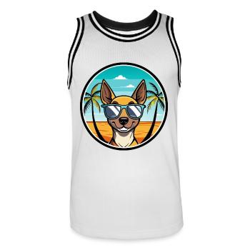Spielzeug Manchester Terrier Hunderasse Cartoon Strand - Männer Basketball-Trikot - Weiß/Schwarz - Vorne - AI Model Male 185 dark (185cm)