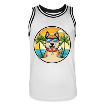 Schäferhund Rasse Cartoon Sonnenbrille Strand - Männer Basketball-Trikot - Weiß/Schwarz - Vorne - AI Model Male 185 dark (185cm)