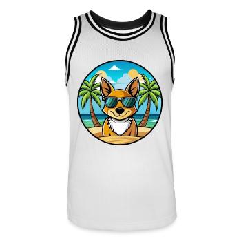 St Miguel Cattle Dog Rasse Cartoon Sonnenbrille Strand - Männer Basketball-Trikot - Weiß/Schwarz - Vorne - AI Model Male 185 dark (185cm)
