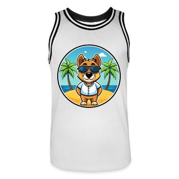 Sporting Lucas Terrier Hunderasse Cartoon Beach - Männer Basketball-Trikot - Weiß/Schwarz - Vorne - AI Model Male 185 dark (185cm)