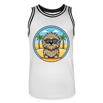 Puli Chien Race Dessin Animé Lunettes De Soleil Plage - Maillot de basket Homme - blanc/noir - Devant - AI Model Male 185 dark (185cm)