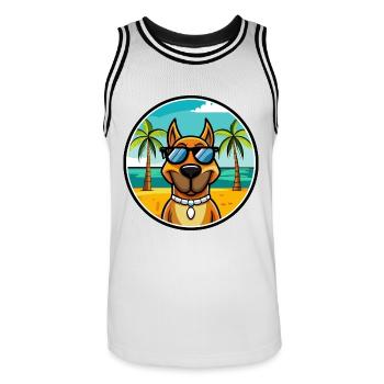 Serbischer Windhund Rasse Cartoon Sonnenbrille Strand - Männer Basketball-Trikot - Weiß/Schwarz - Vorne - AI Model Male 185 dark (185cm)