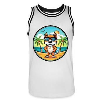 Pointer Dog Breed Cartoon Sunglasses Beach - Men's Basketball Jersey - white/black - Front - AI Model Male 185 dark (185cm)