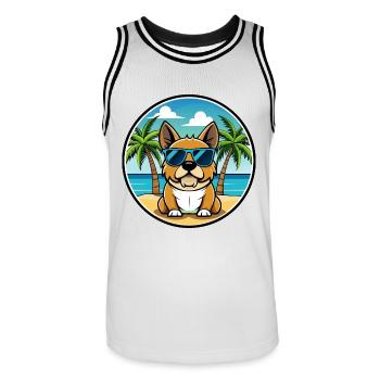 Perro De Presa Mallorquinische Hunderasse Cartoon Beach - Männer Basketball-Trikot - Weiß/Schwarz - Vorne - AI Model Male 185 dark (185cm)